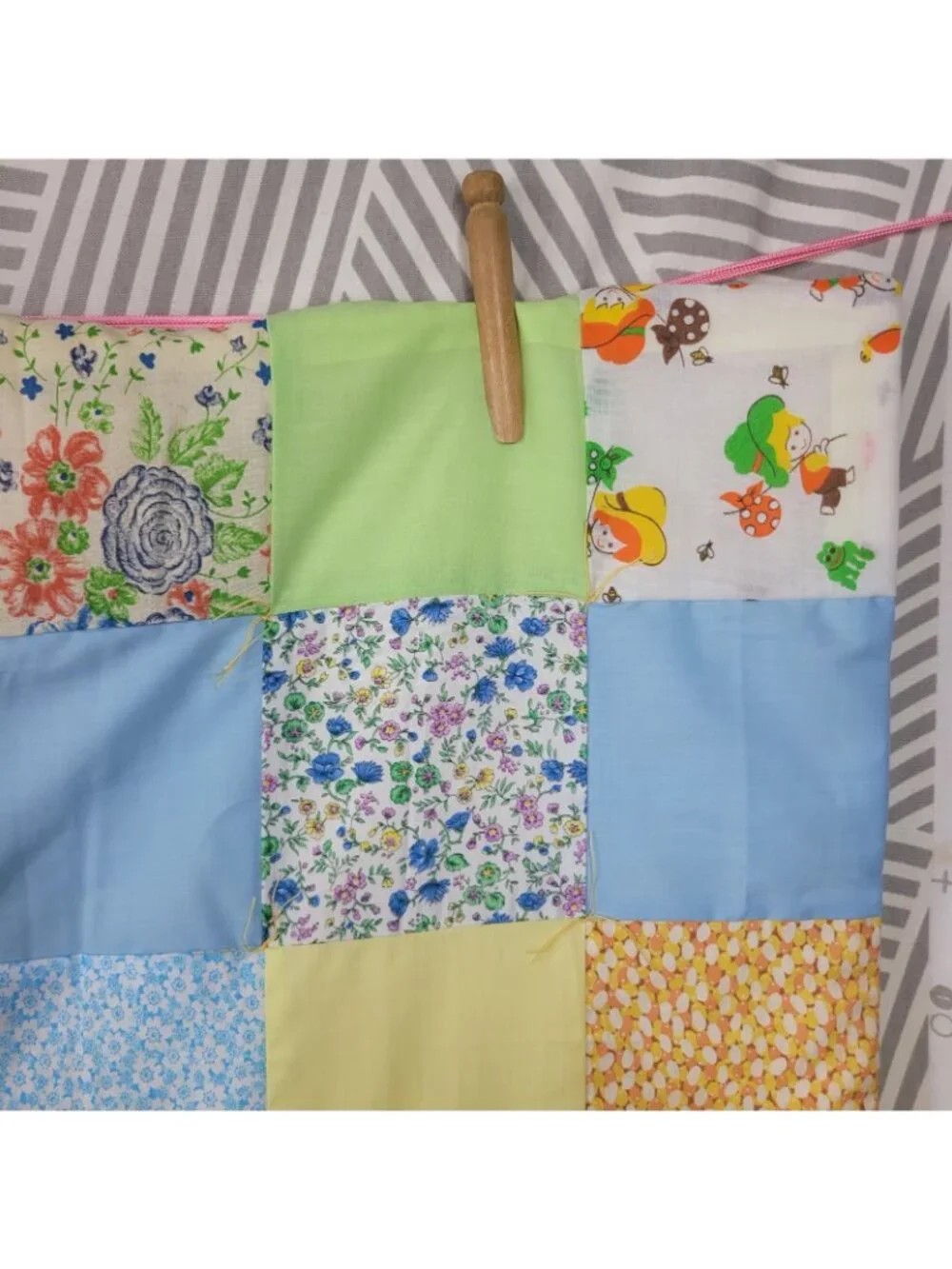NEW Handmade Vintage Fabric Patchwork Quilt Throw Cotton Blanket 46x64 Toddler
